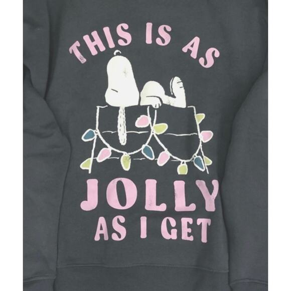 Peanuts Snoopy Sweatshirt “This Is As Jolly As I Get” Gray -Womens XXS - NEW - Picture 1 of 4